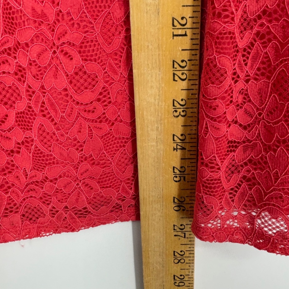JM Collection Womens XL Lace-Up Tunic Top Starfish Coral Floral Lace 3/4 Sleeves - Picture 10 of 10